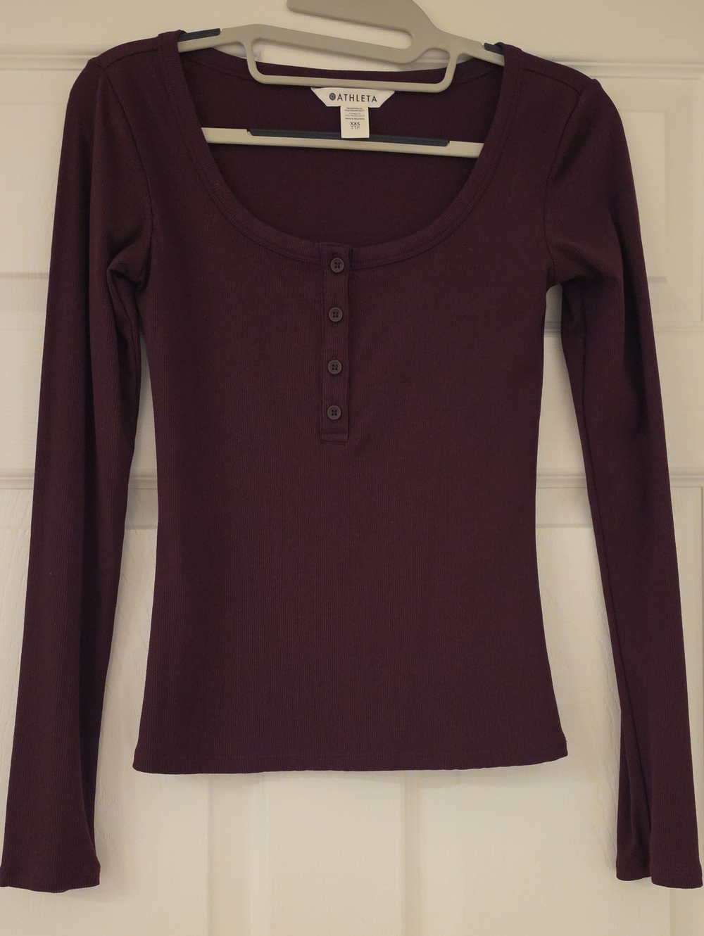 Athleta Long-Sleeve Henley Top in Cabernet XXS